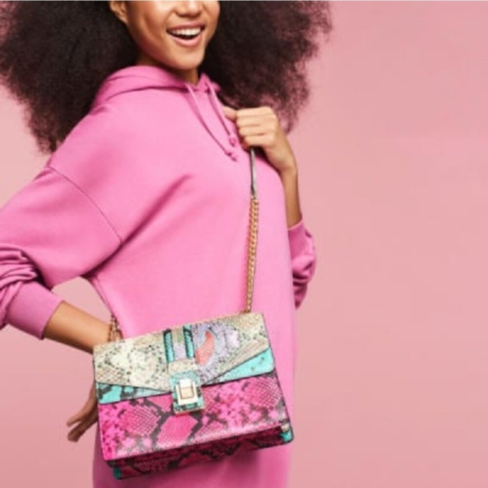ALDO Women's Faux Leather Snake Print Crossbody Bag Adjustable Strap Multicolor